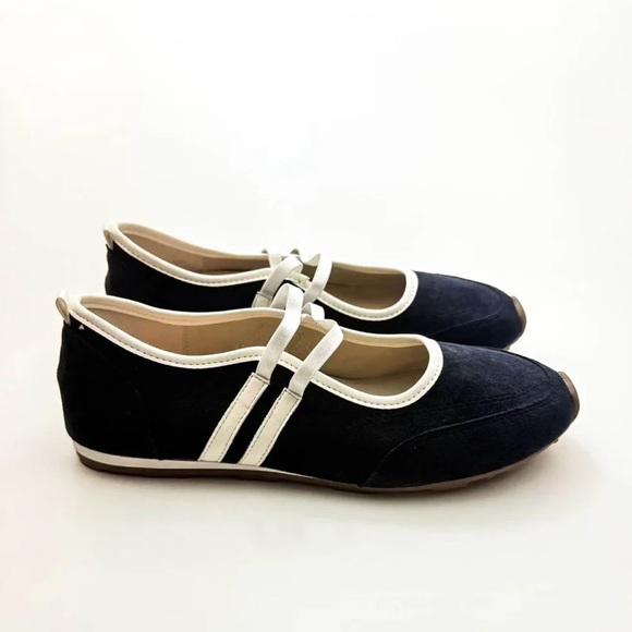 Raboesy Round toe ballet slippers Black and White 9 - Picture 1 of 5